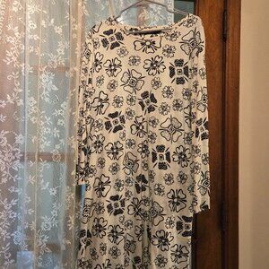 Gudrun Sjoden Black and Cream Dress and Coordinating Sweater. Size L. $70 NWOT